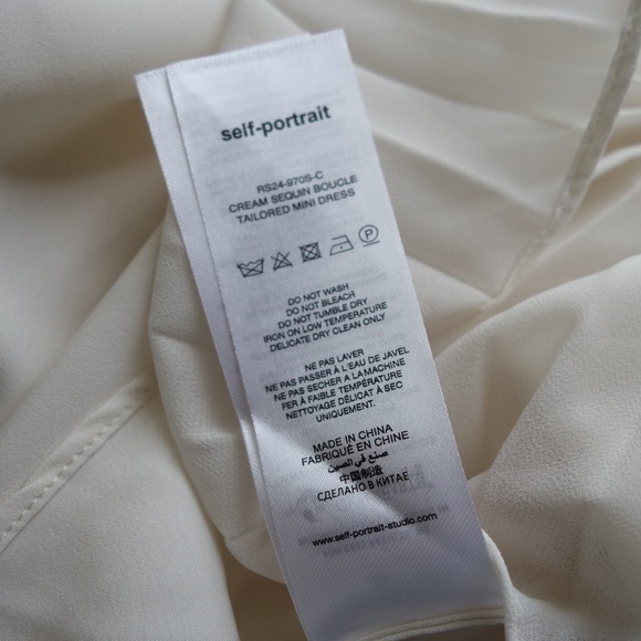 Self-Portrait CREAM SEQUIN BOUCLE TAILORED MINI DRESS - Picture 10 of 10